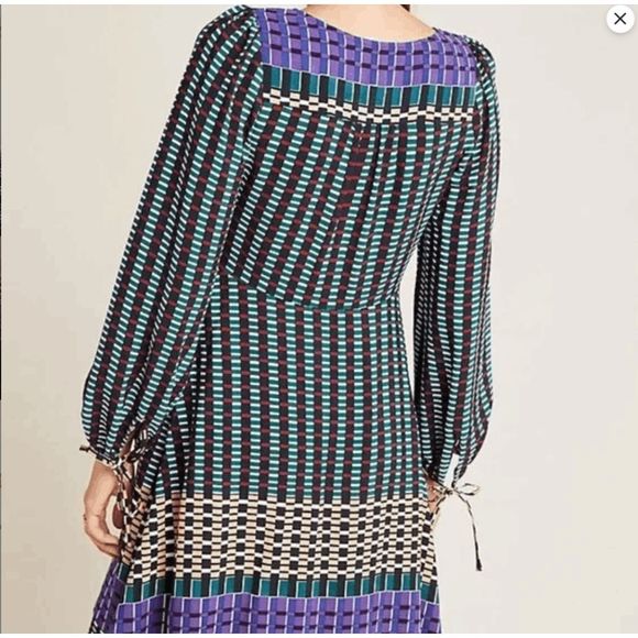 Anthropologie Maeve Gianna Tunic Dress Green Geometric Print, Size 6, MSRP $150 - Picture 13 of 13